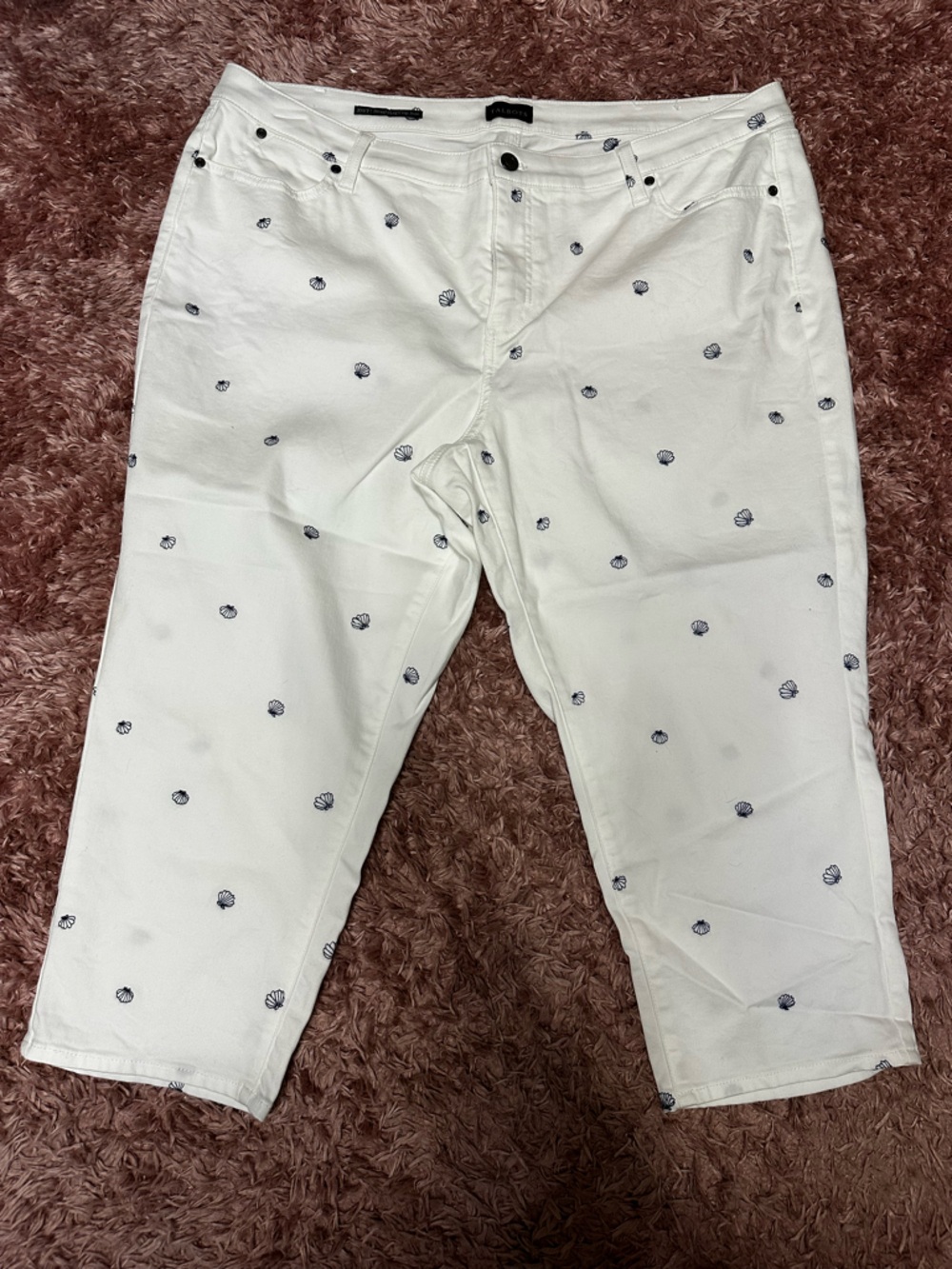 Talbots Crop Straight Leg Jeans - Tossed Shells Plus Petite